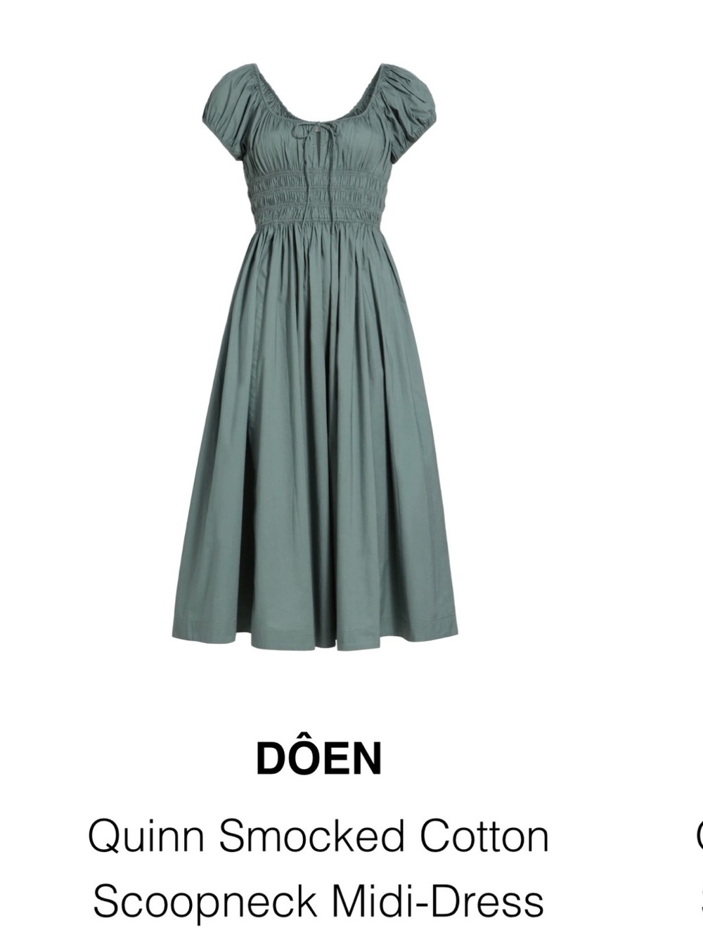Doen Quinn Smocked Cotton Midi Dress — Sage